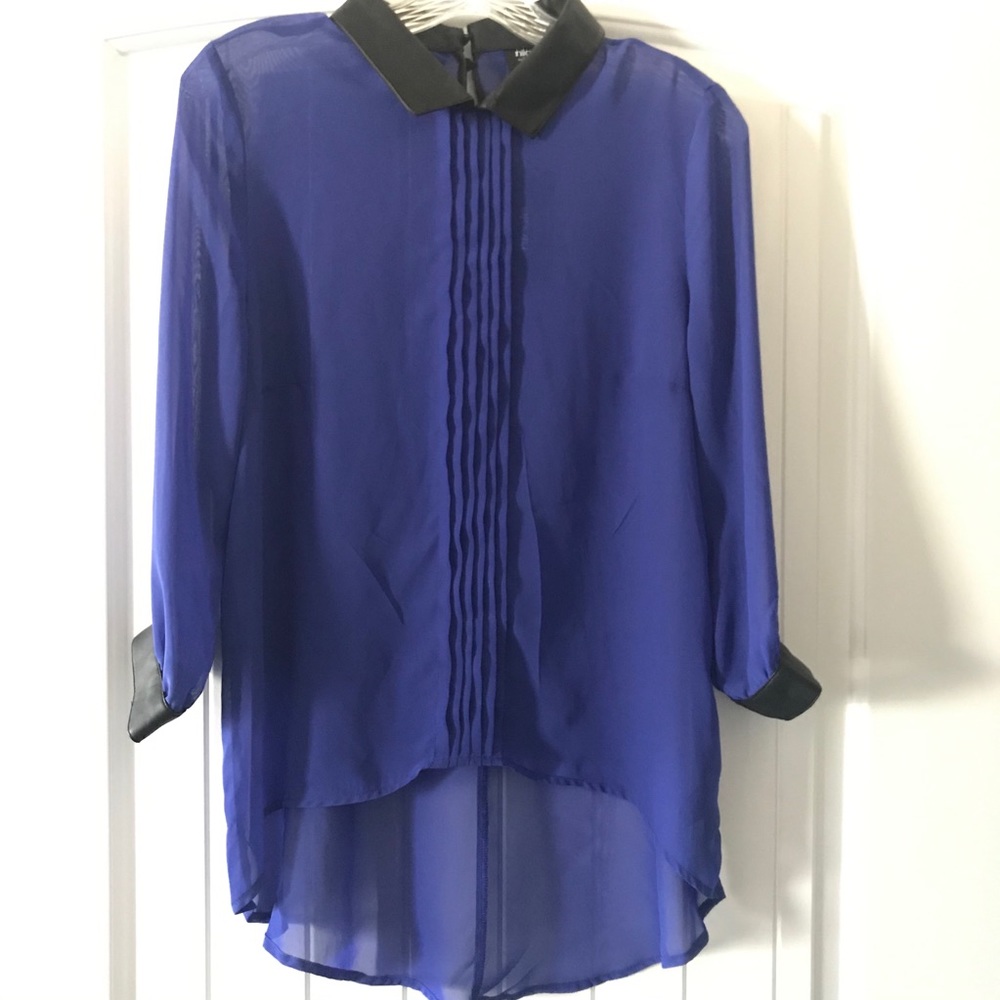 Blue / Black Sheer Dress Top